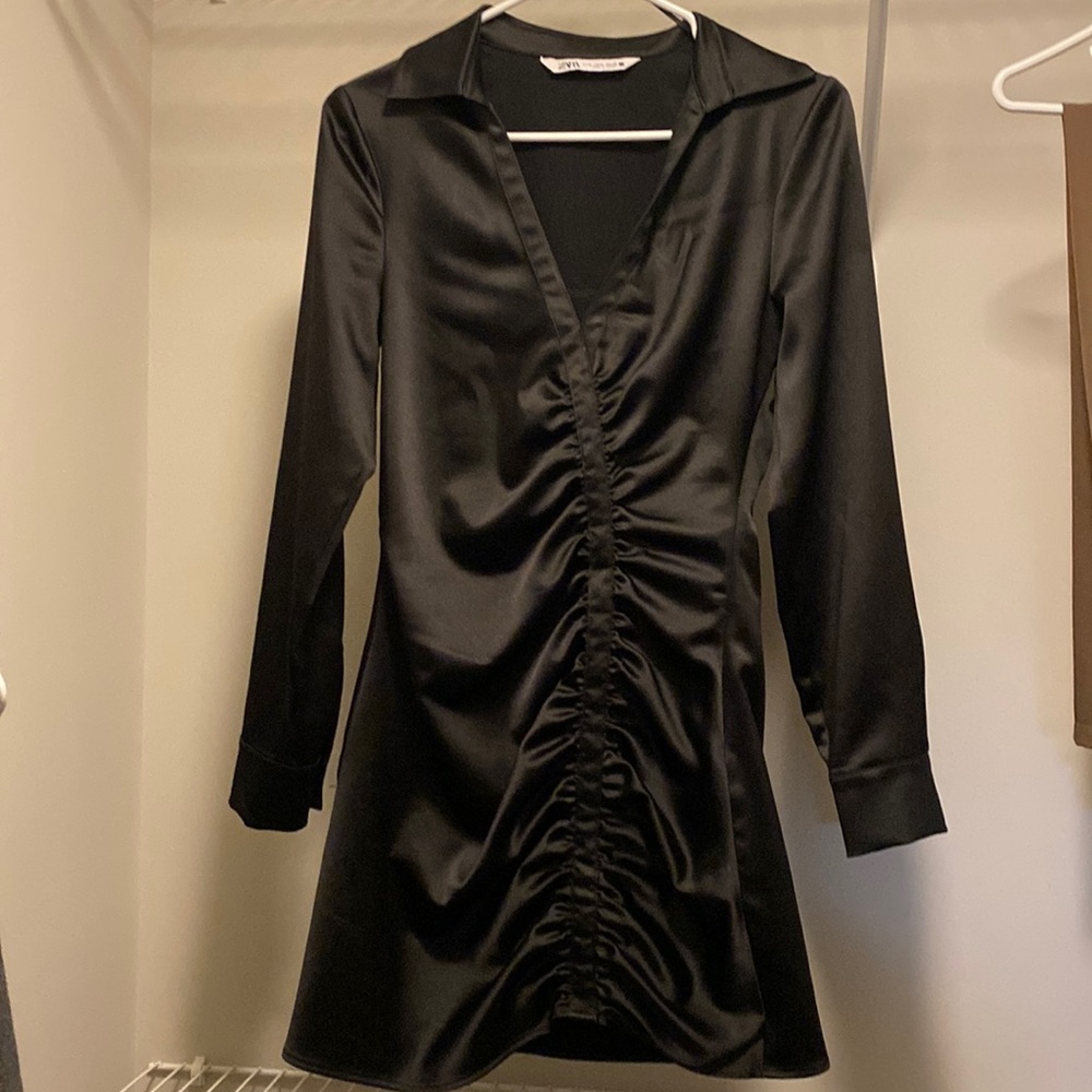 Black Satin Mini Dress